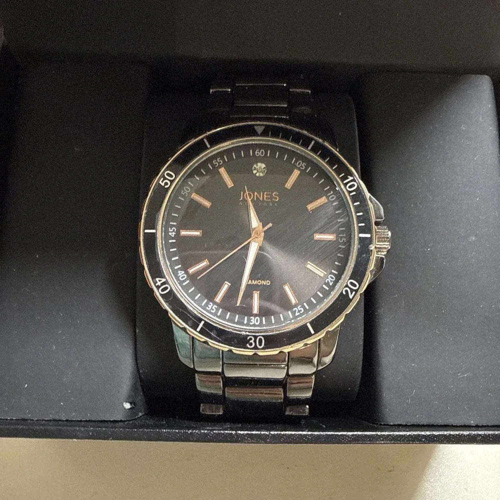Jones New York Diamond Collection Men's Black on Black Watch - Brand New in Box